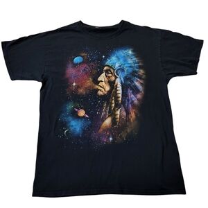 Native American Indian Chief in Headdress Galaxy Shirt